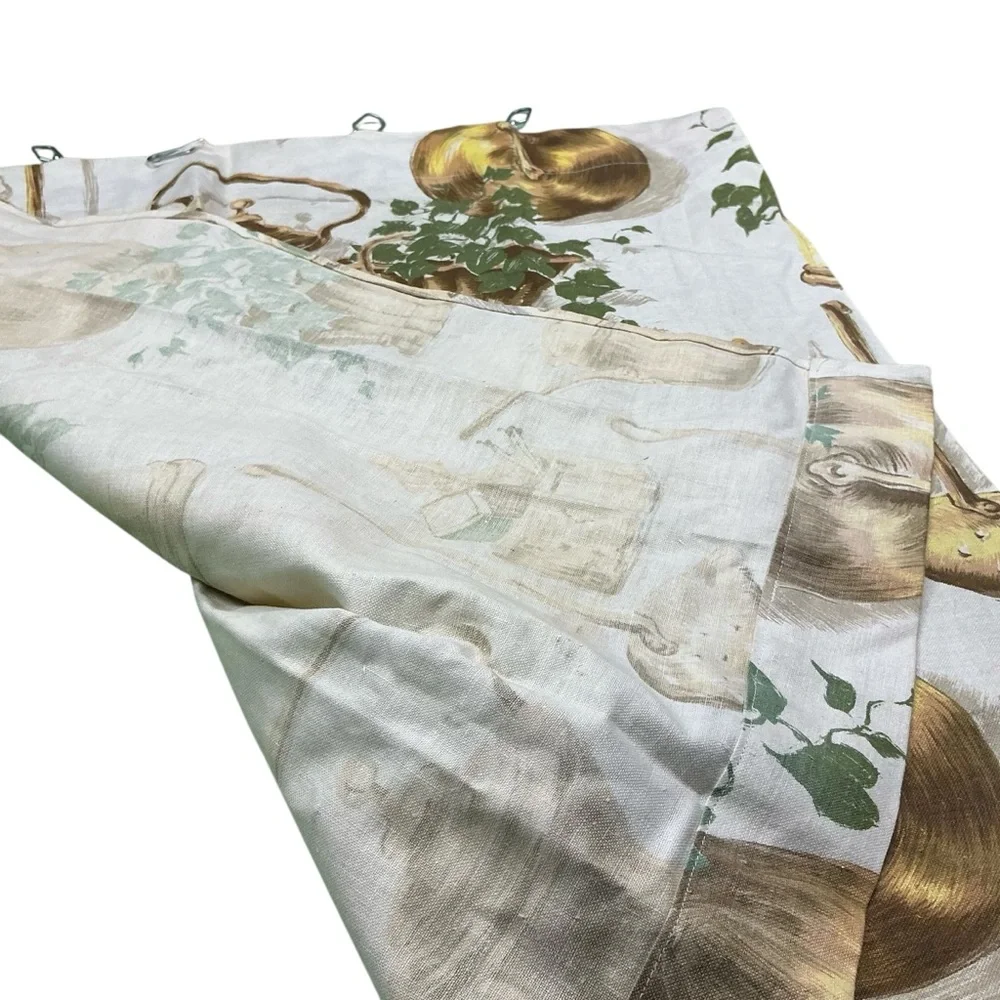 Vintage mid-century pots and plants curtain panel set of two 26 x 28